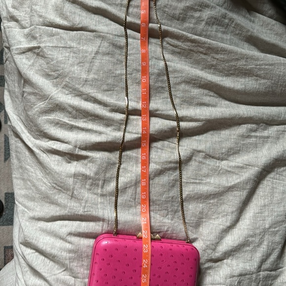 Rebecca minkoff pink ostrich embossed clutch shoulder bag - Picture 9 of 12